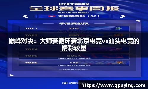 巅峰对决：大师赛循环赛北京电竞vs汕头电竞的精彩较量